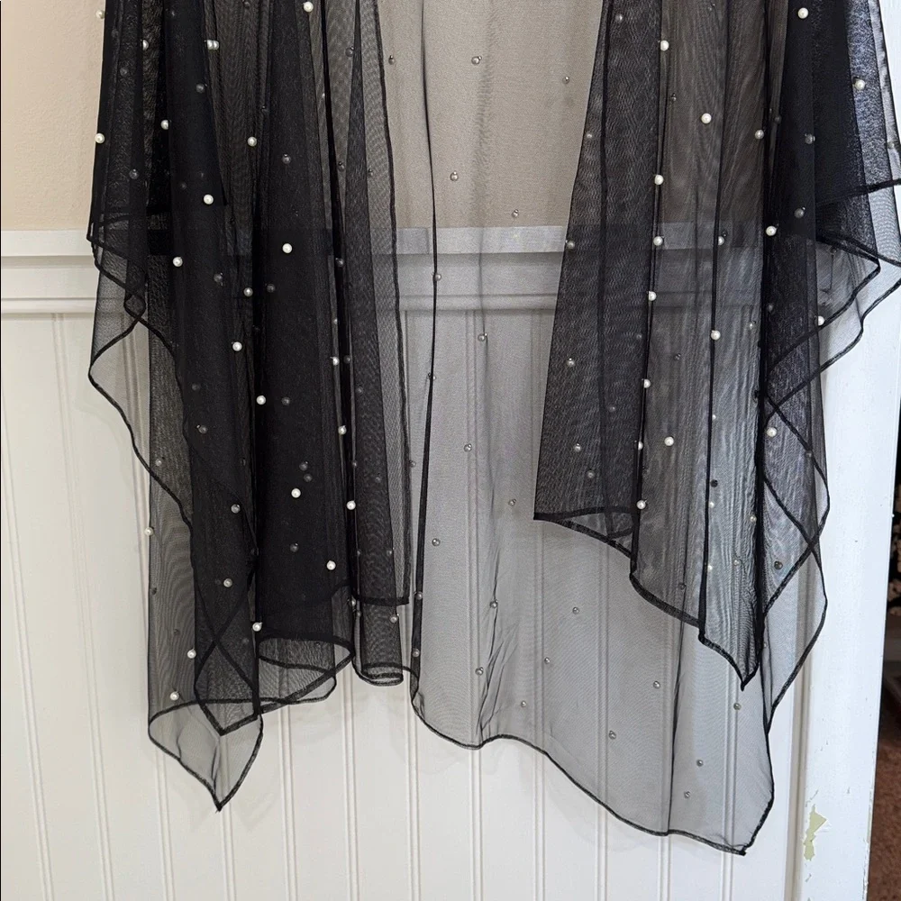 Karl Lagerfeld Black Sheer Beaded Wrap - Picture 5 of 6